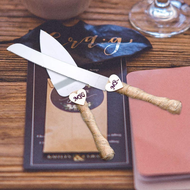 senover MR MRS Wedding Cake Knife and Server Set Pizza Pie Cake Knife Cutter Serveing - Image 2